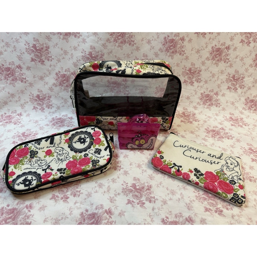 Loungefly Disney Alice in Wonderland Makeup Bags Lot of 3 + Real Littles Purse